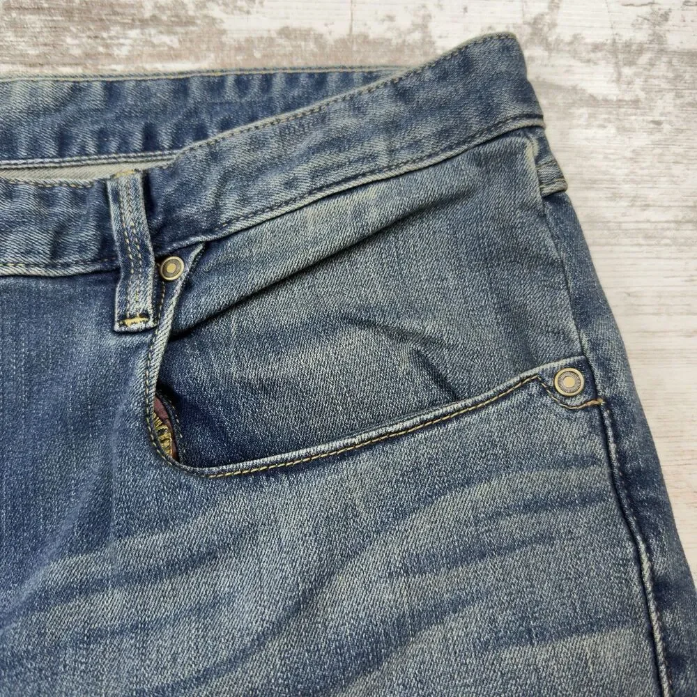 Robert Graham Classic Yates Jeans Mens 37x27 Blue Faded Straight Leg Denim